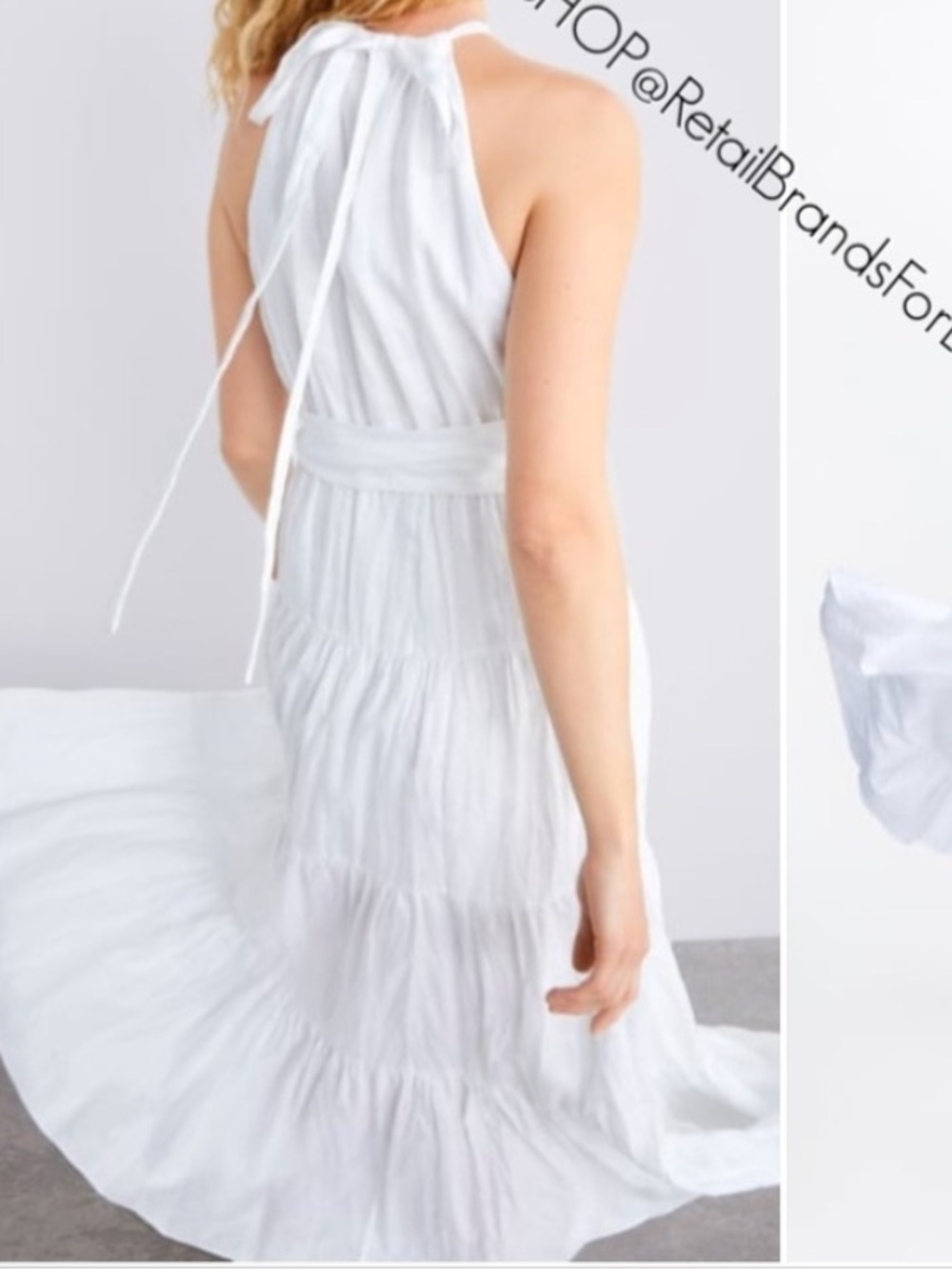 ⬆️ ZARA WHITE 100% LINEN HALTER BELTED FULLY LINED MAXI DRESS - Picture 12 of 15